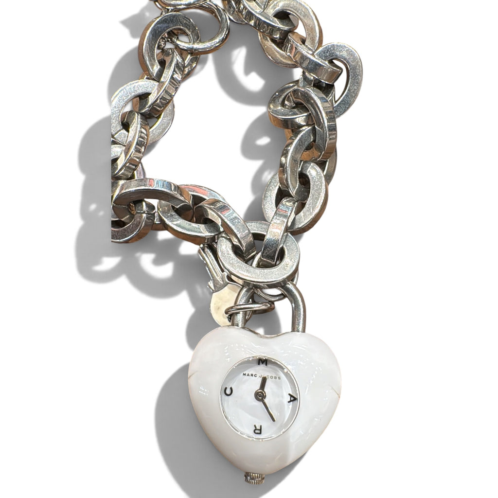 Marc Jacobs heart-shaped watch worn by model