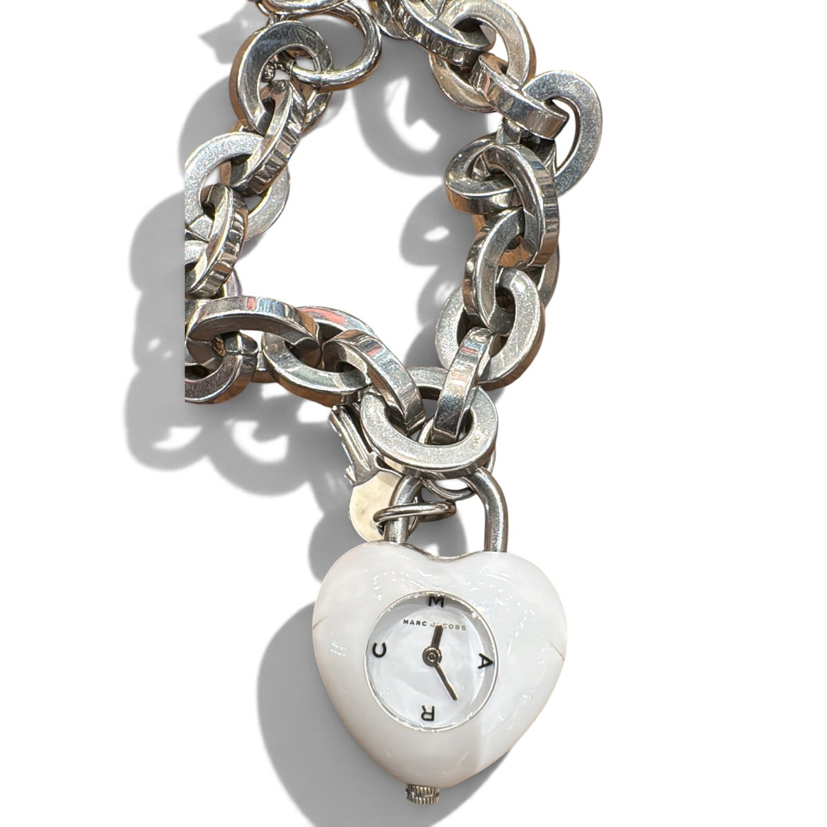 Marc Jacobs heart-shaped watch worn by model