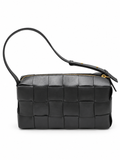 תיק Bottega Veneta שחור באריגת Intrecciato מרופדת - מבט קדמי