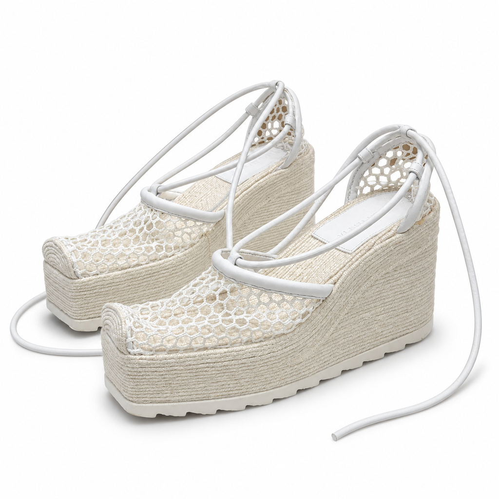 Bottega Veneta Stretch Web platform wedge – צד