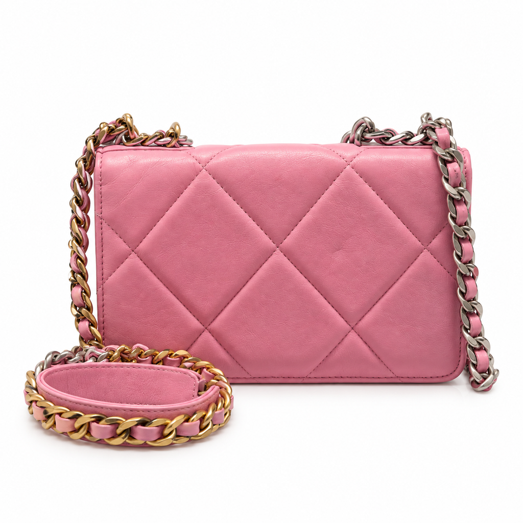 תיק Chanel 19 Wallet on Chain ורוד - גב