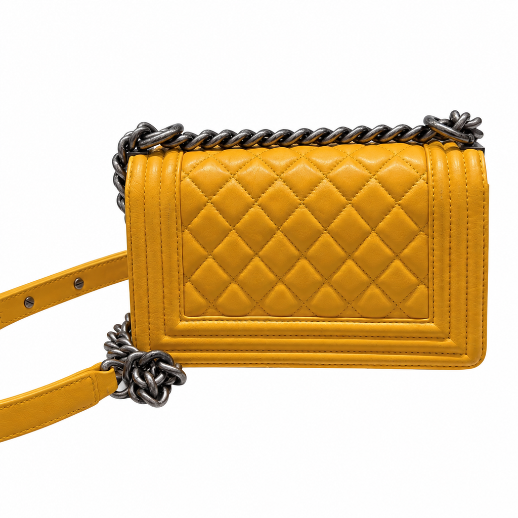 Chanel Boy Small mustard back