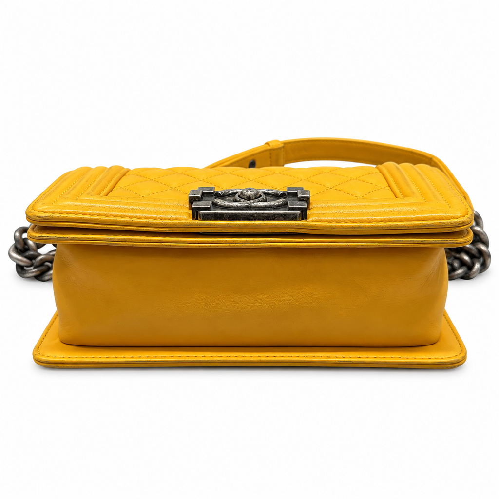 Chanel Boy Small mustard bottom
