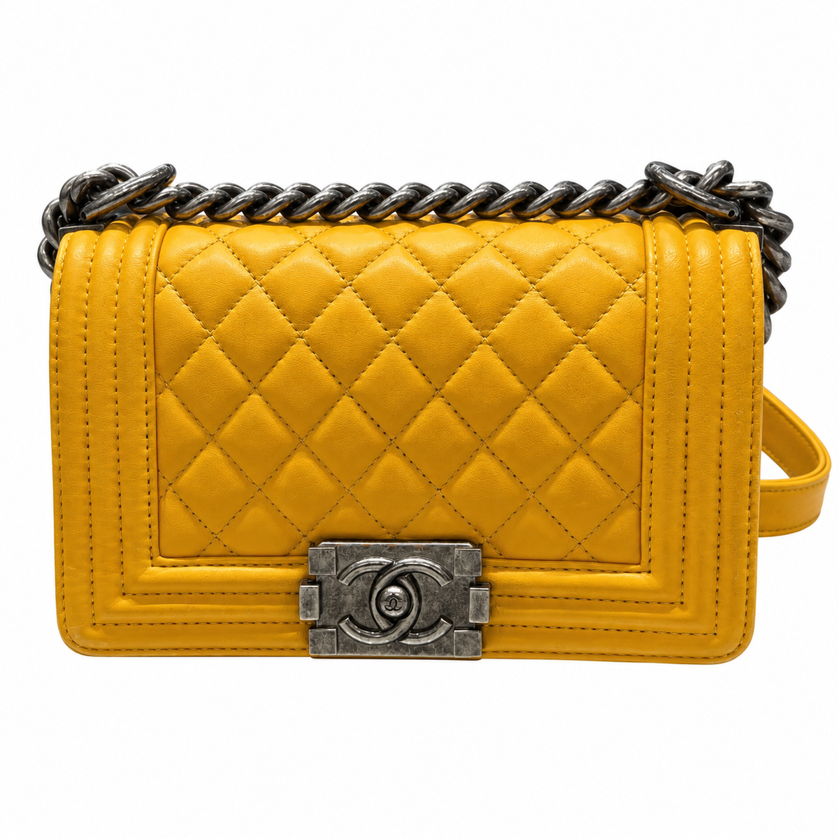 Chanel Boy Small mustard front