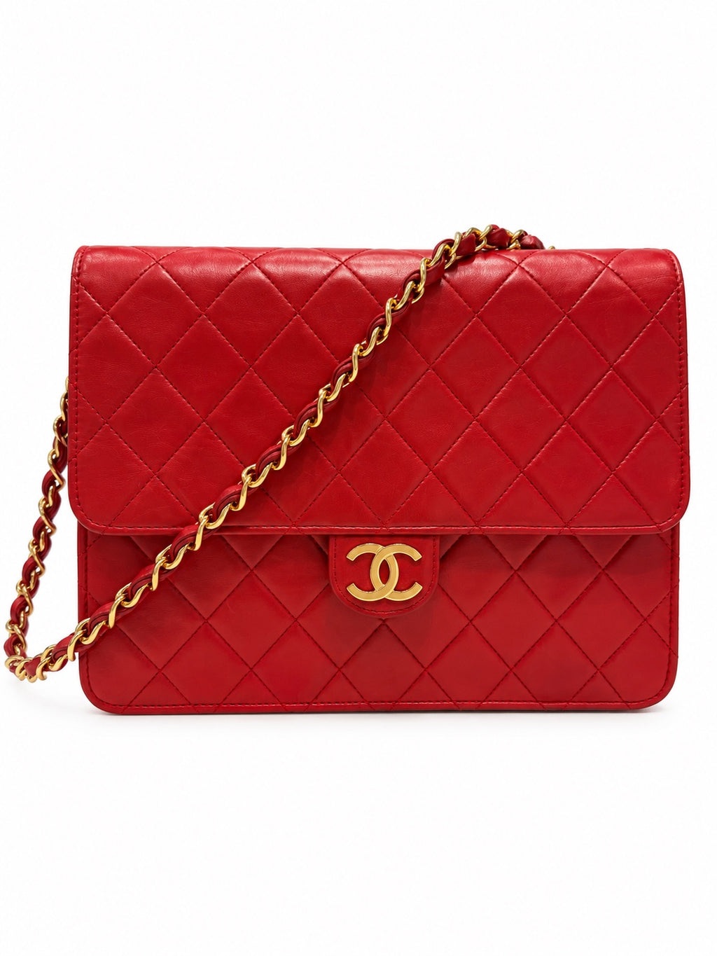 Chanel Classic red bag front view