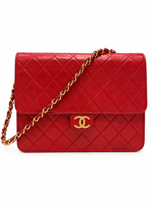 Chanel Classic red bag front view