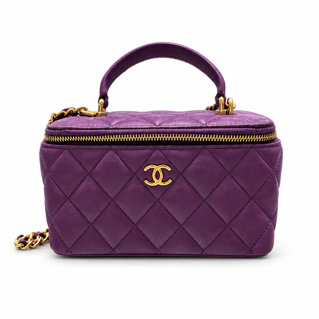 תיק Chanel Small Top Handle Vanity Case סגול - חזית