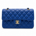 Chanel Small Classic blue caviar 2023 front