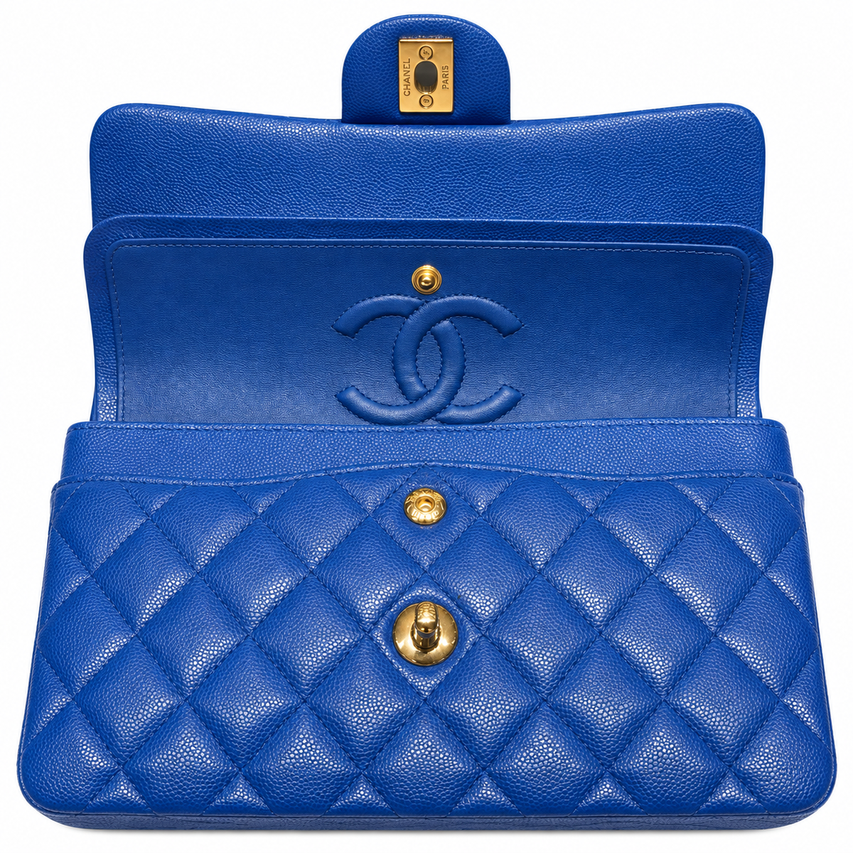 Chanel Small Classic blue caviar 2023 interior