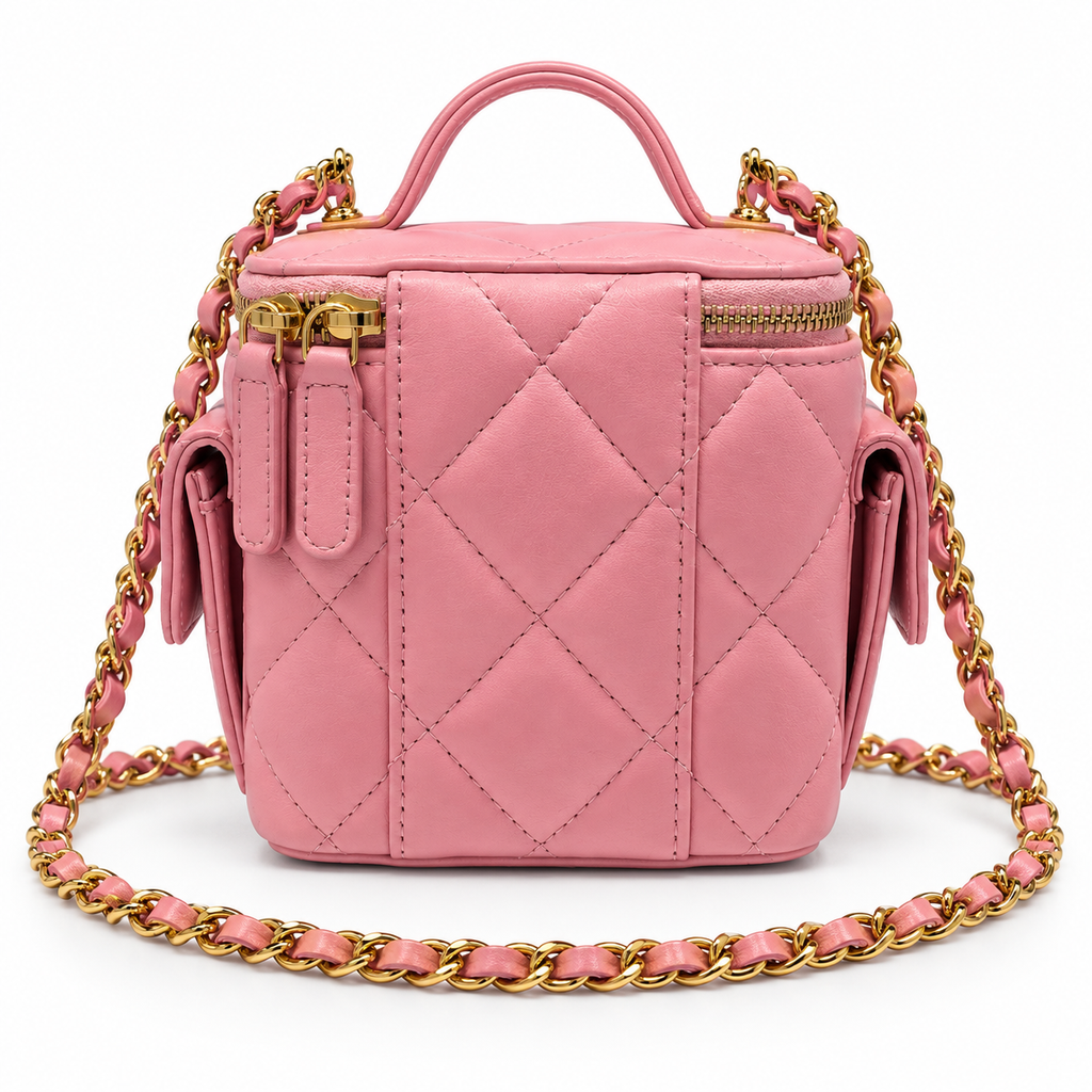 תיק Chanel Small Top Handle Vanity Case ורוד - גב