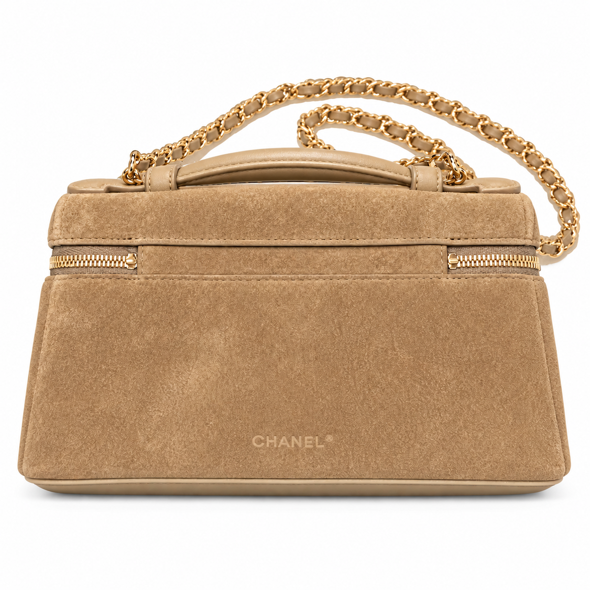 תיק שאנל Suede Vanity Case קאמל — גב