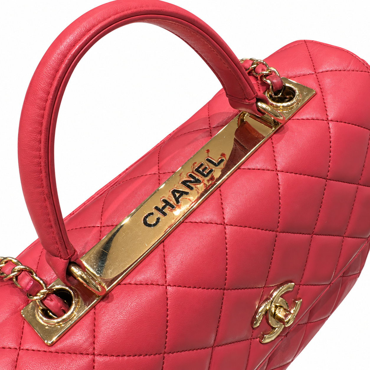 תיק Chanel Trendy CC Large ורוד קורל - פרט עליון