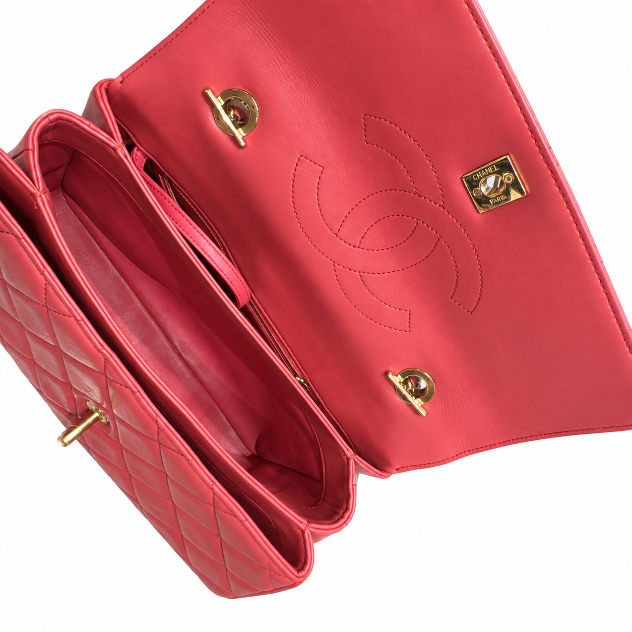תיק Chanel Trendy CC Large ורוד קורל - פנים התיק