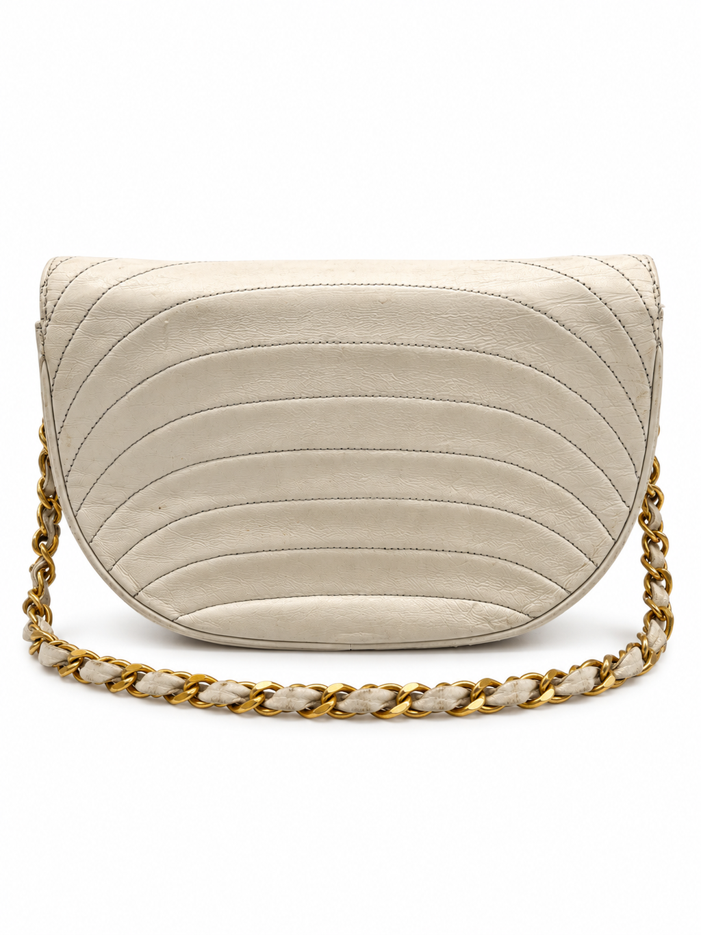 Chanel vintage ivory shoulder bag — back