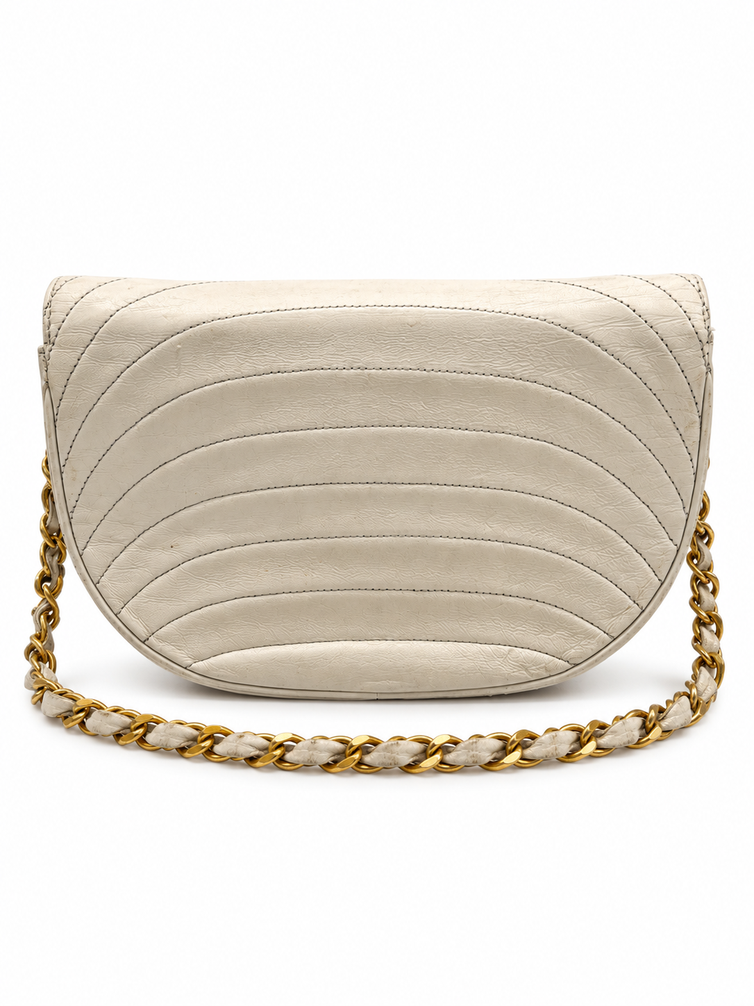 Chanel vintage ivory shoulder bag — back