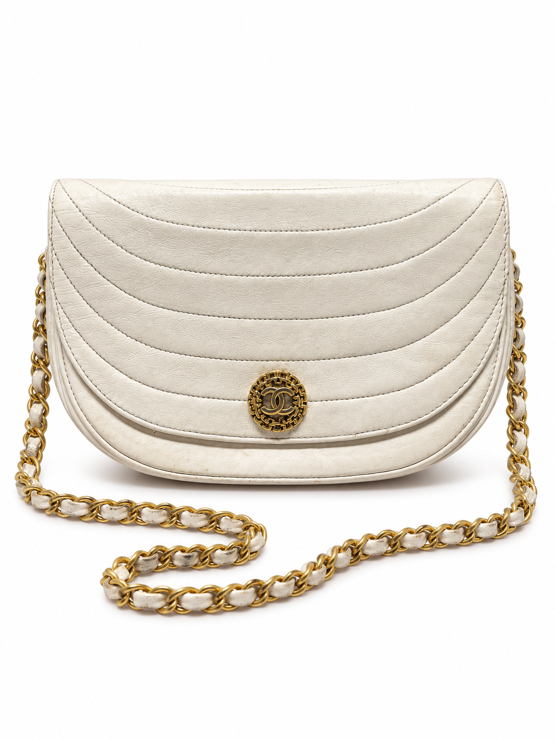 Chanel vintage ivory shoulder bag — front