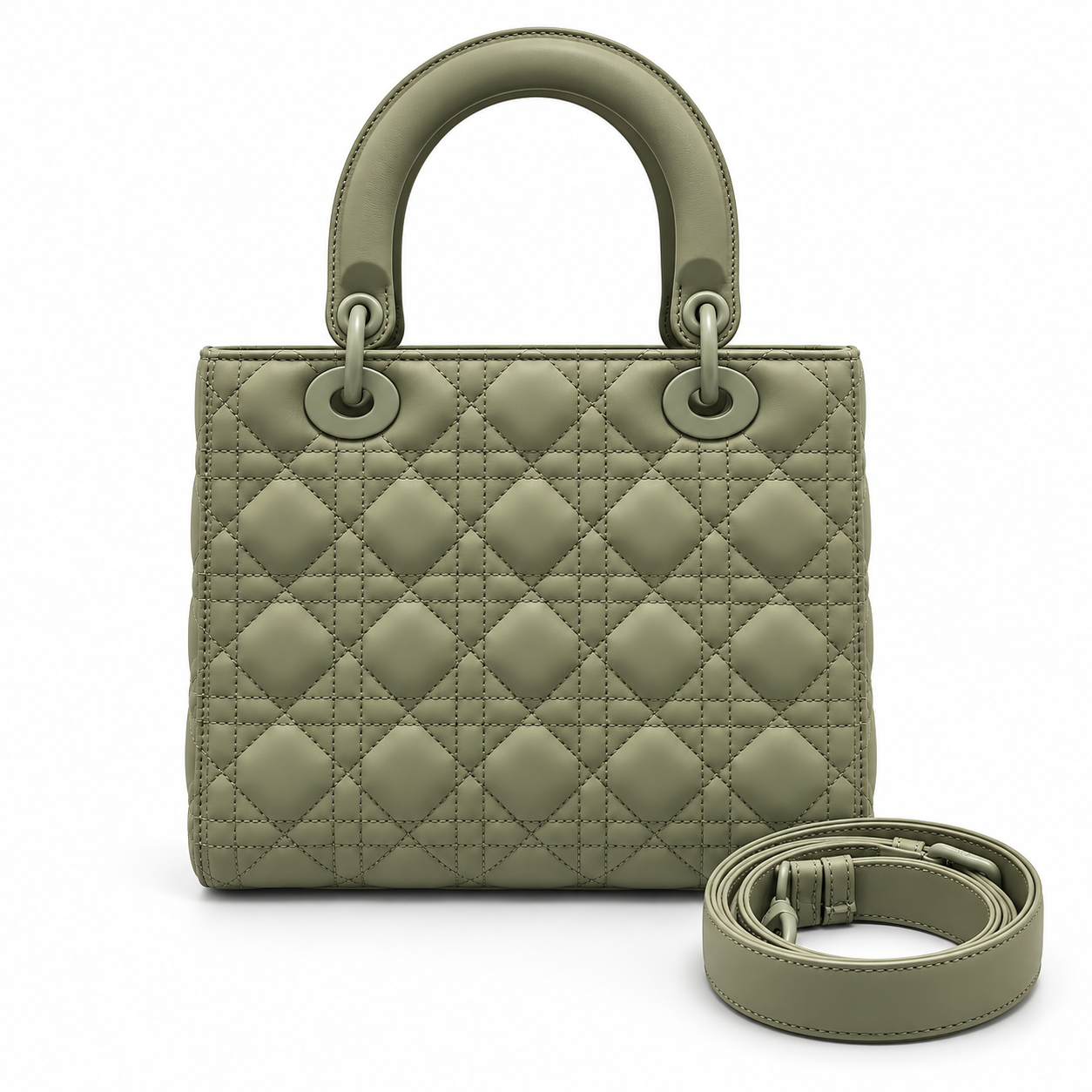 Medium Lady Dior Ultra-Matte olive green back
