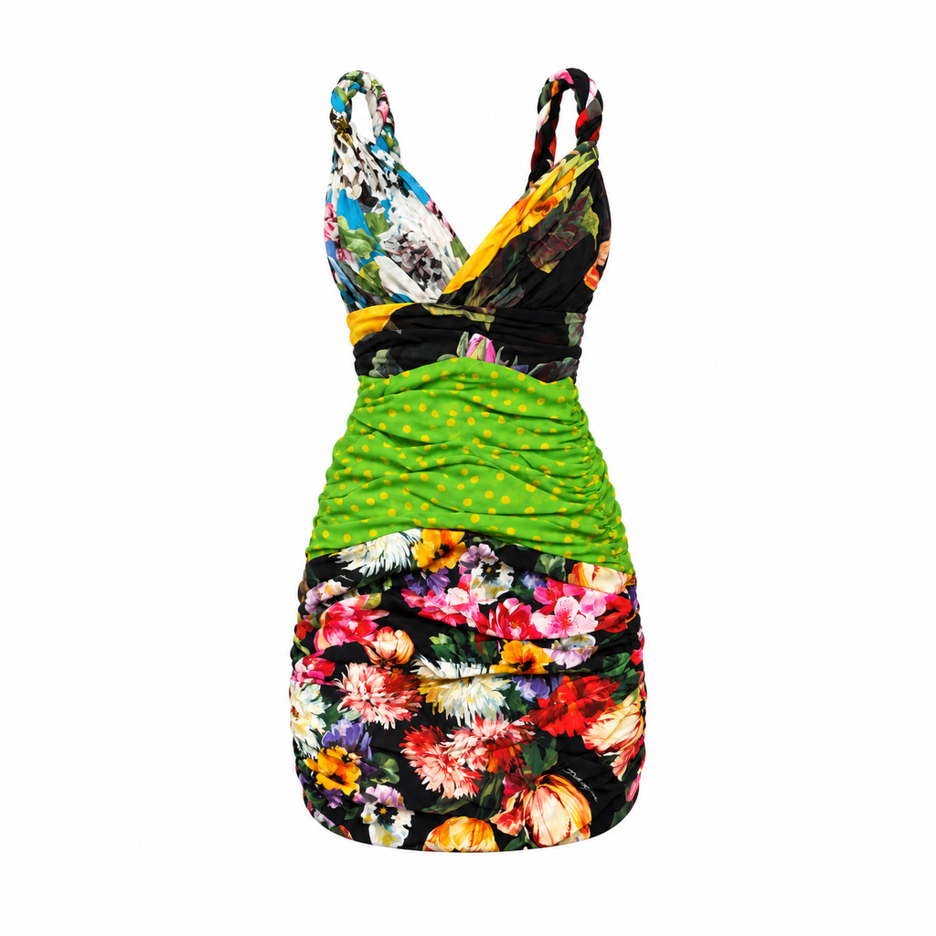 שמלת Dolce & Gabbana Floral Patchwork - חזית בפורמט ריבועי