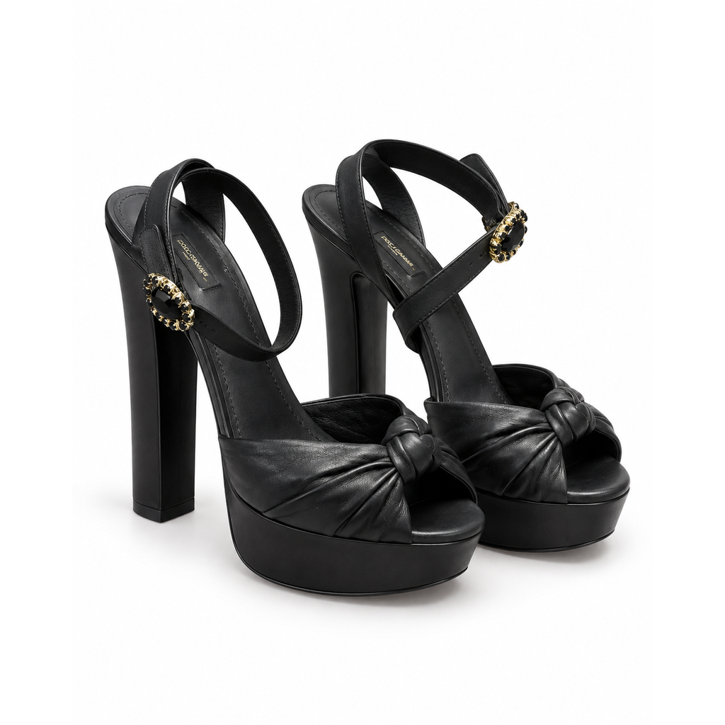 סנדלי פלטפורמה שחורים Dolce & Gabbana – חזית