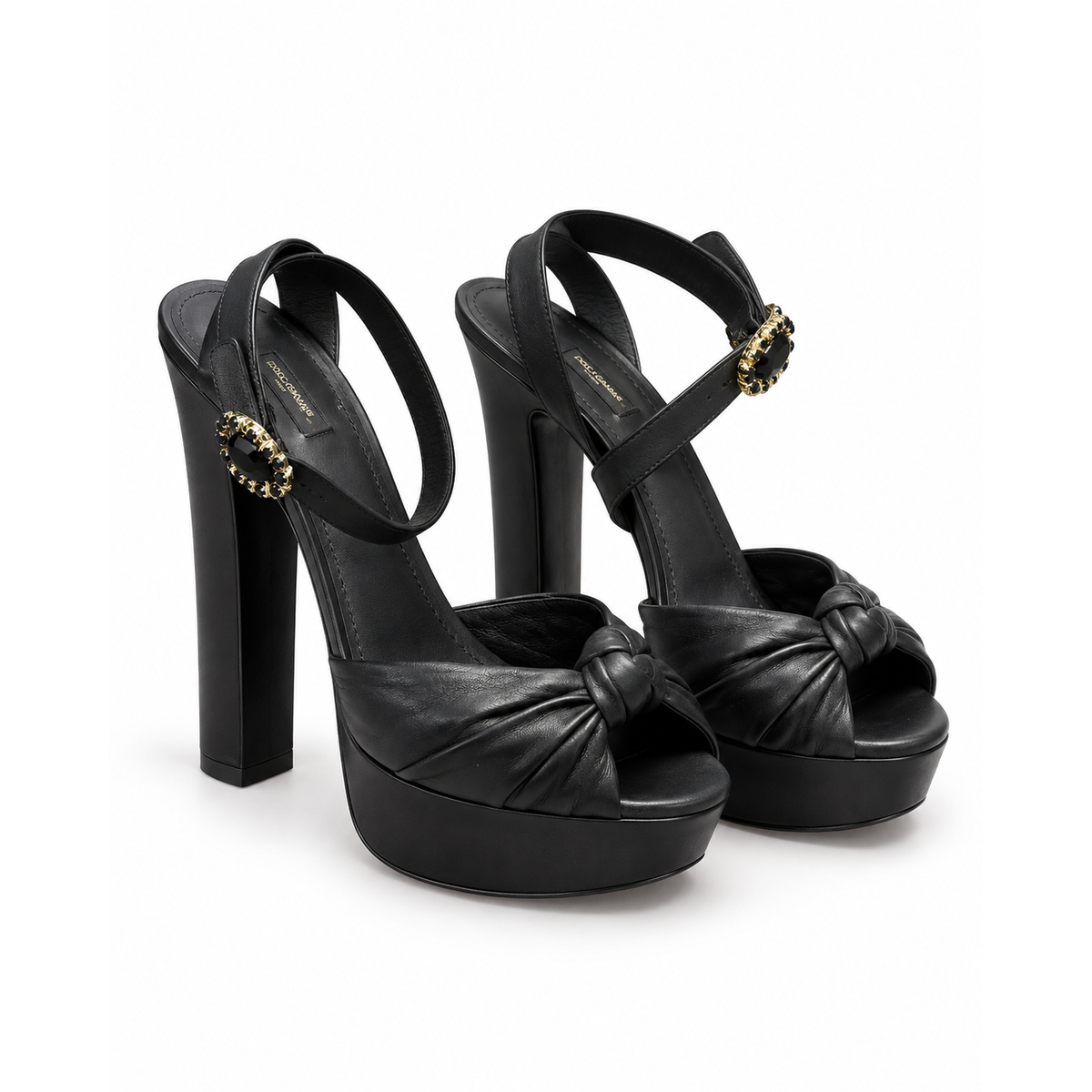 סנדלי פלטפורמה שחורים Dolce & Gabbana – חזית