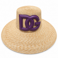 כובע קש Dolce & Gabbana עם לוגו DG סגול מידה 56 — חזית
