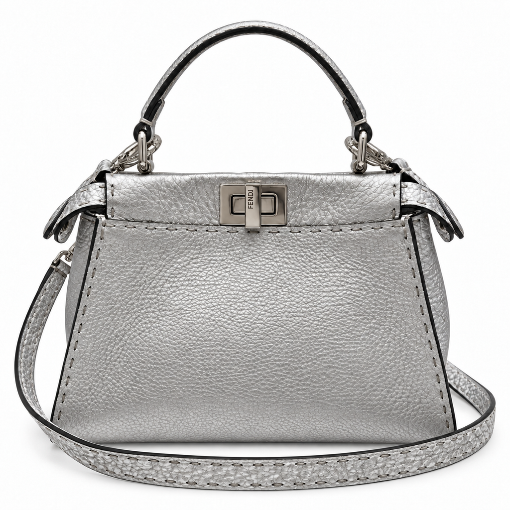 Fendi Selleria Mini Peekaboo Iconic כסוף - גב