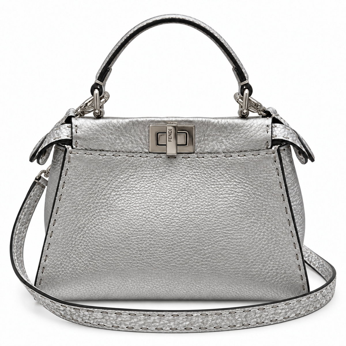 Fendi Selleria Mini Peekaboo Iconic כסוף - גב