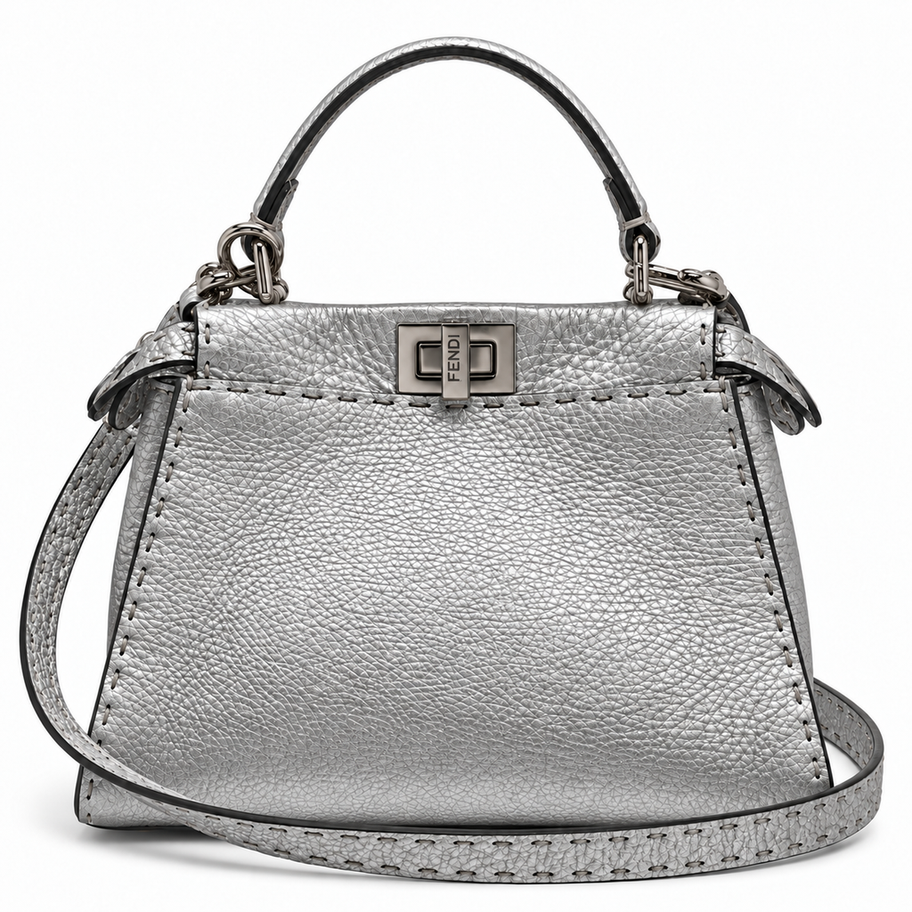 Fendi Selleria Mini Peekaboo Iconic כסוף - חזית