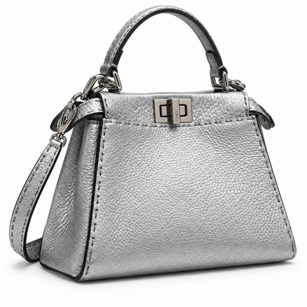 Fendi Selleria Mini Peekaboo Iconic כסוף - צד