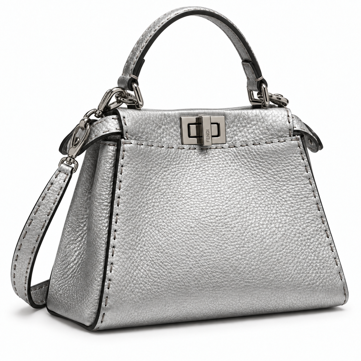 Fendi Selleria Mini Peekaboo Iconic כסוף - צד