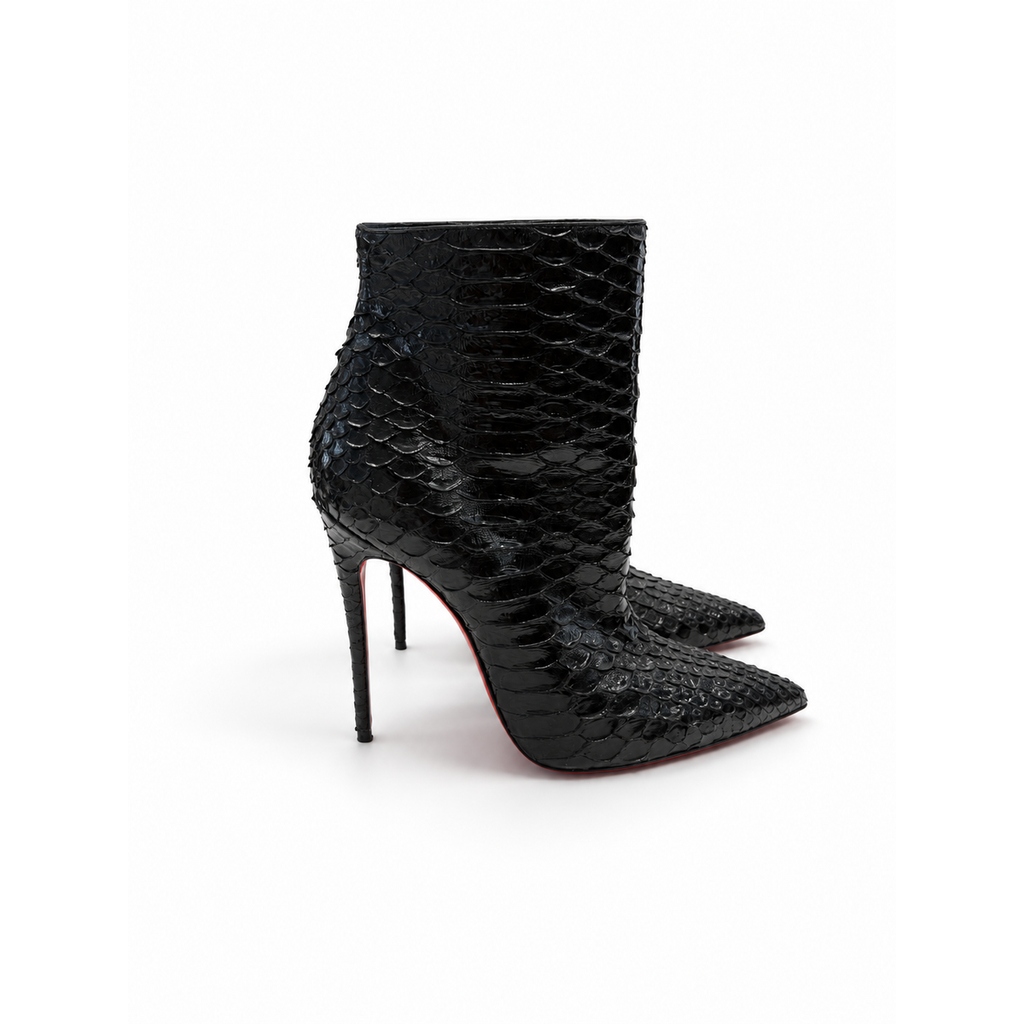 מגפוני קרוקו שחורים Christian Louboutin - מבט אחורי