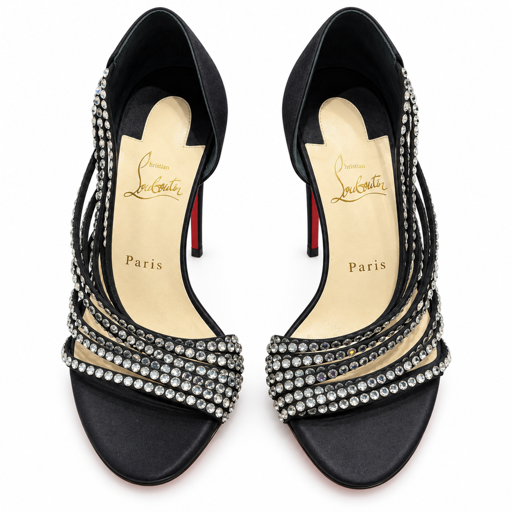 נעלי Christian Louboutin סאטן וקריסטלים מידה 39 – מבט קדמי