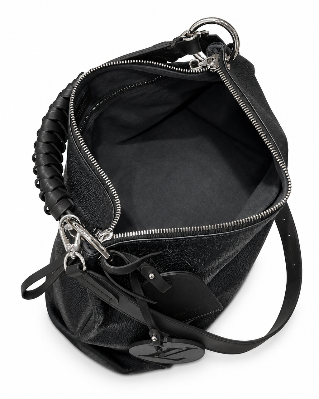תיק לואי ויטון Beaubourg Hobo MM שחור – פנים התיק והכיס עם הרוכסן