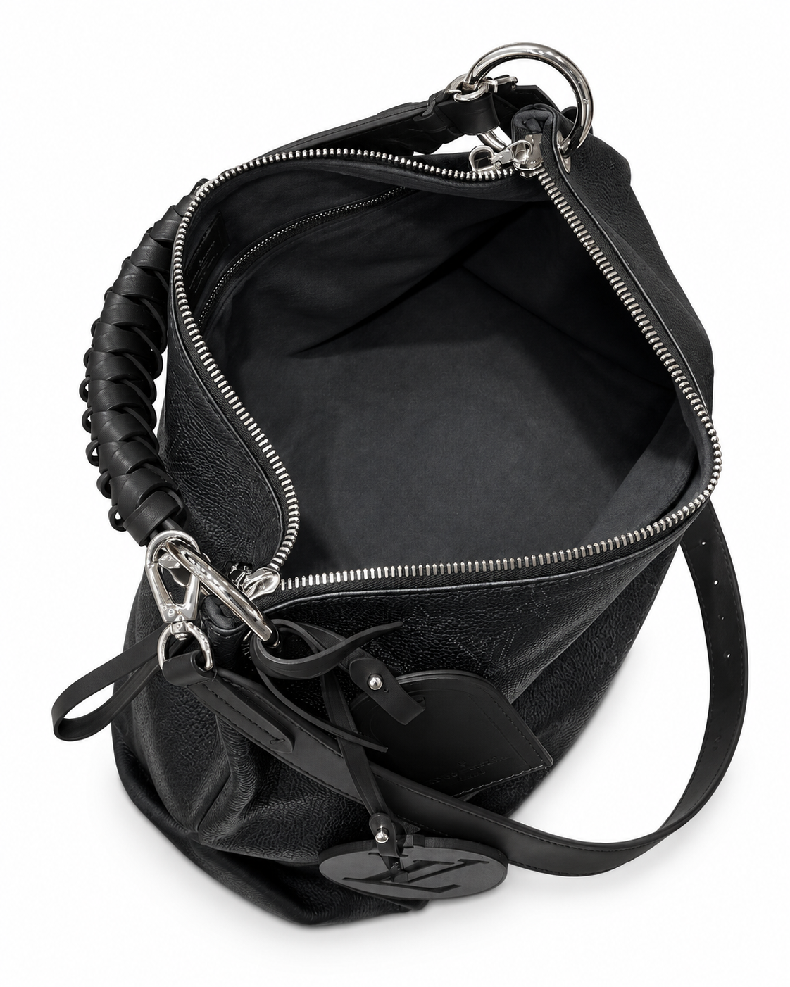 תיק לואי ויטון Beaubourg Hobo MM שחור – פנים התיק והכיס עם הרוכסן