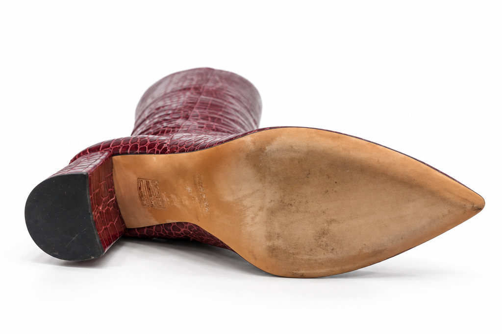 Paris Texas burgundy croc-effect boots size 37 - sole