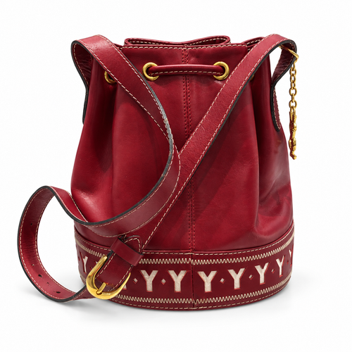 Yves Saint Laurent vintage burgundy Y bucket bag back